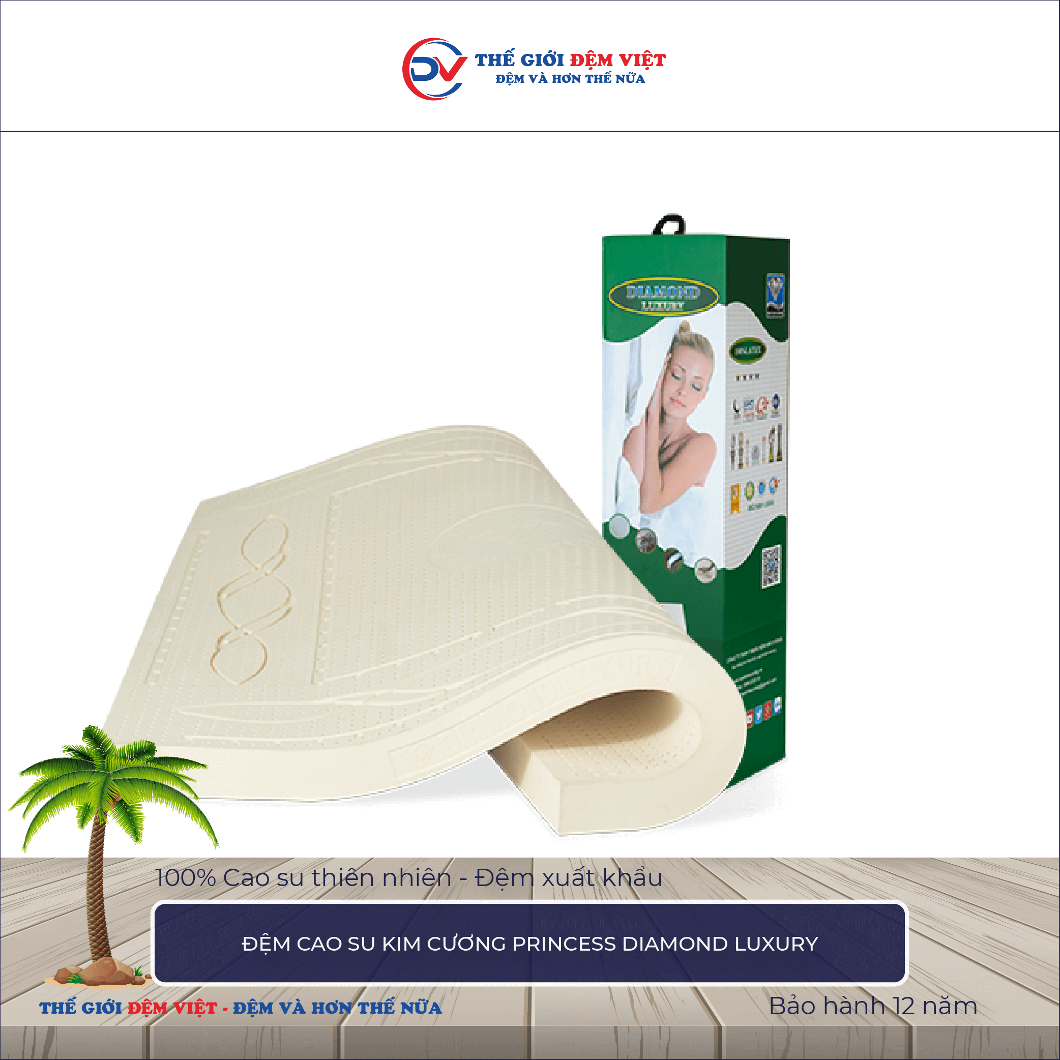 Đệm cao su Kim Cương Princess Diamond Luxury